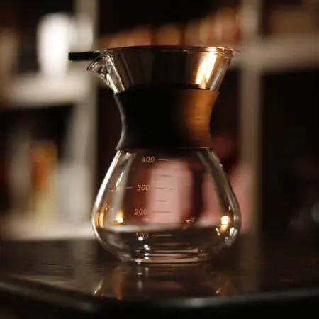 Decanter Coffe Pot em vidro 400ml com colar  borracha com Filtro De Aço Inoxidáve