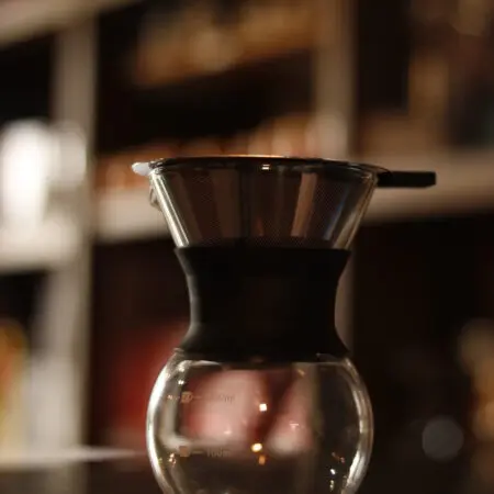 Decanter Coffe life em vidro 200ml com colar de Borracha com Filtro De Aço Inoxidável