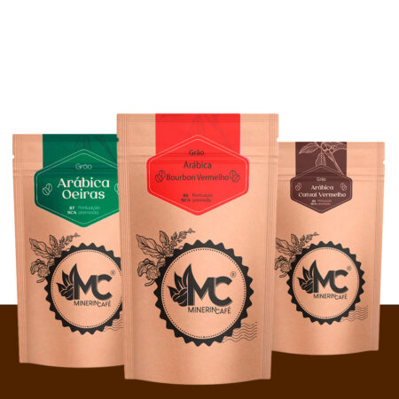 Kit Degustação sendo 3 pacotes de cafés 250gr totalizando 750g